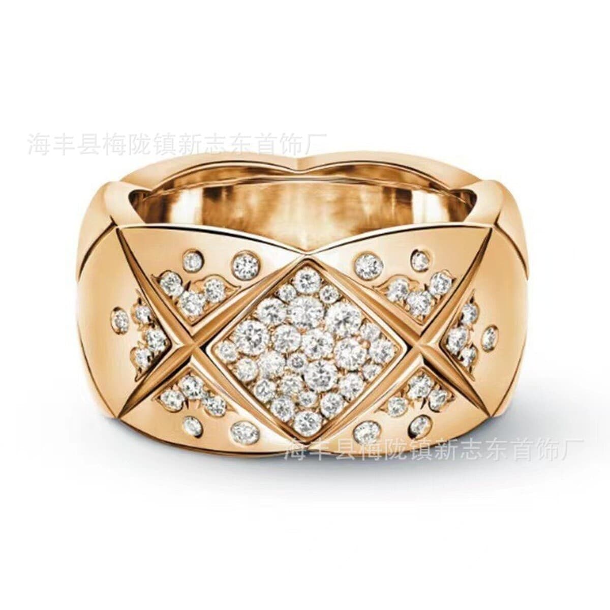 Xiangjia Высокая версия Узкая версия Широкая версия Кольцо на палец с покрытием из 18-каратного золота Коко Ромб без сверла...