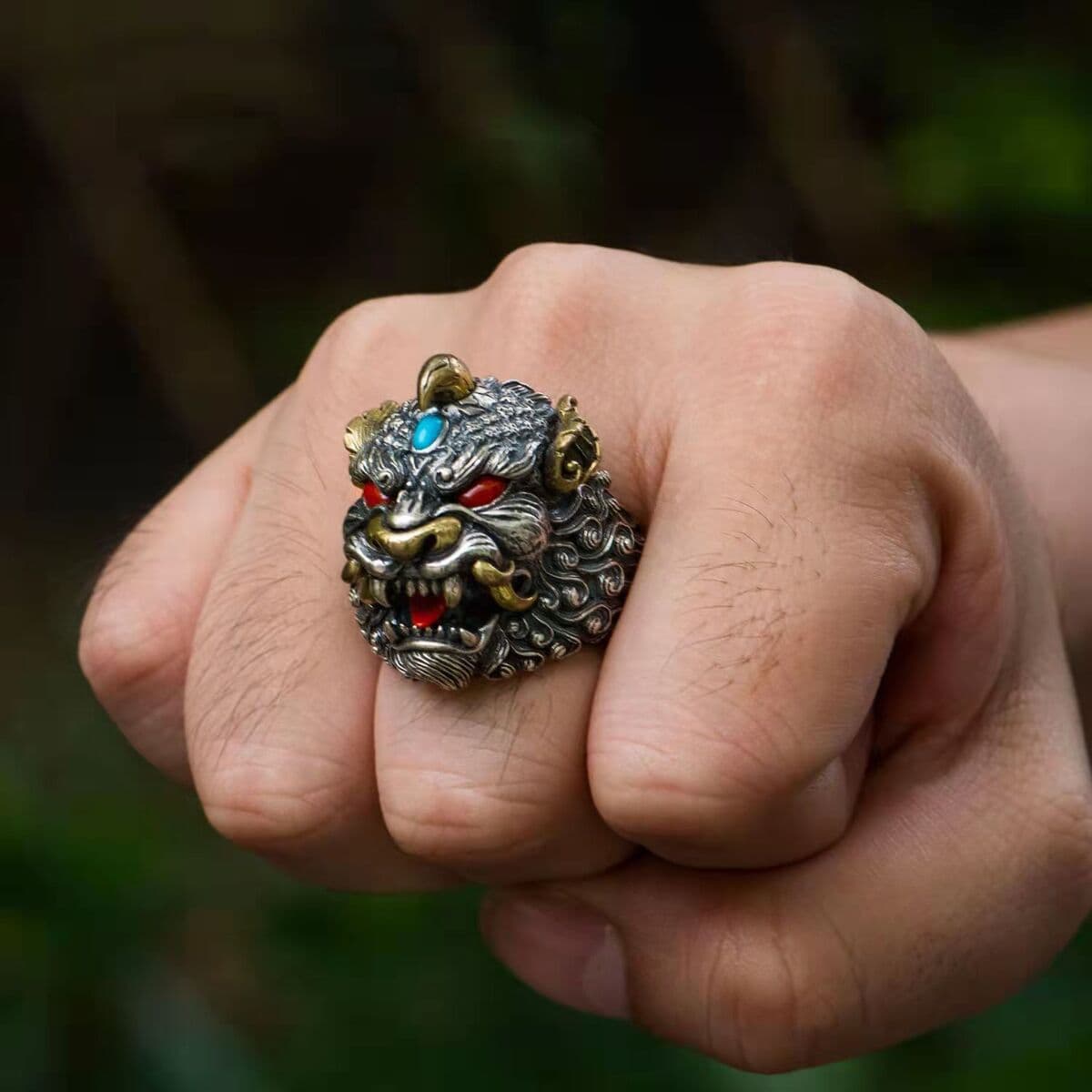Новое кольцо с мифическим зверем, резное Храброе Ретро, счастливые мужские и женские Национальные подарки на прилив,...