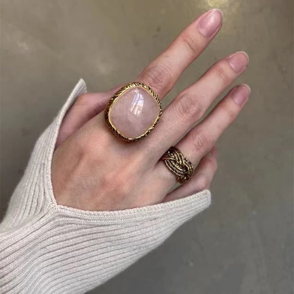 Французская Мода нишевое дизайнерское кольцо модное винтажное металлическое кольцо с завитой раной пшеничное плетеное кольцо...