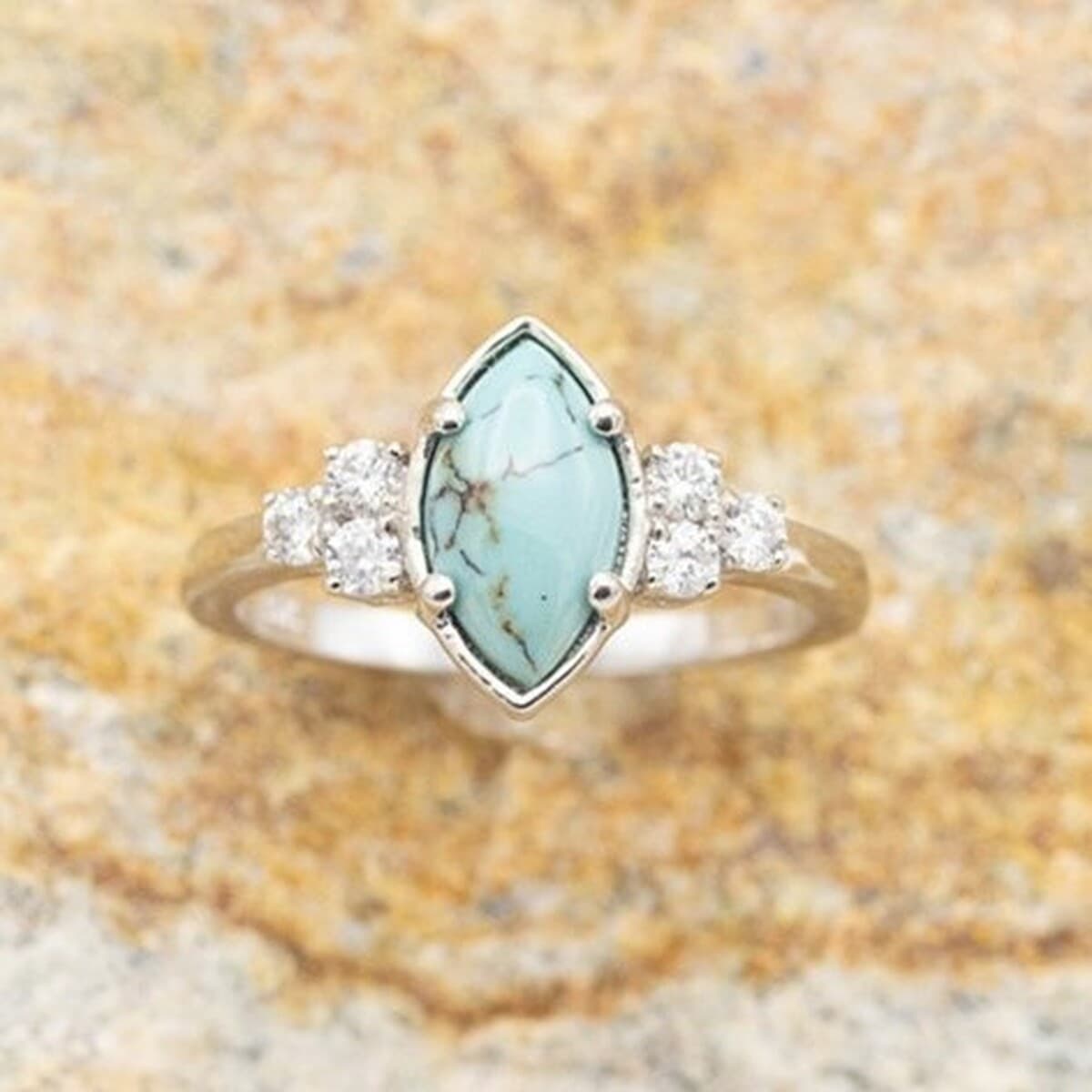 Новинка: ювелирный набор из трех предметов в европейском и американском стиле, креативный, с бирюзой и бриллиантами, женское...