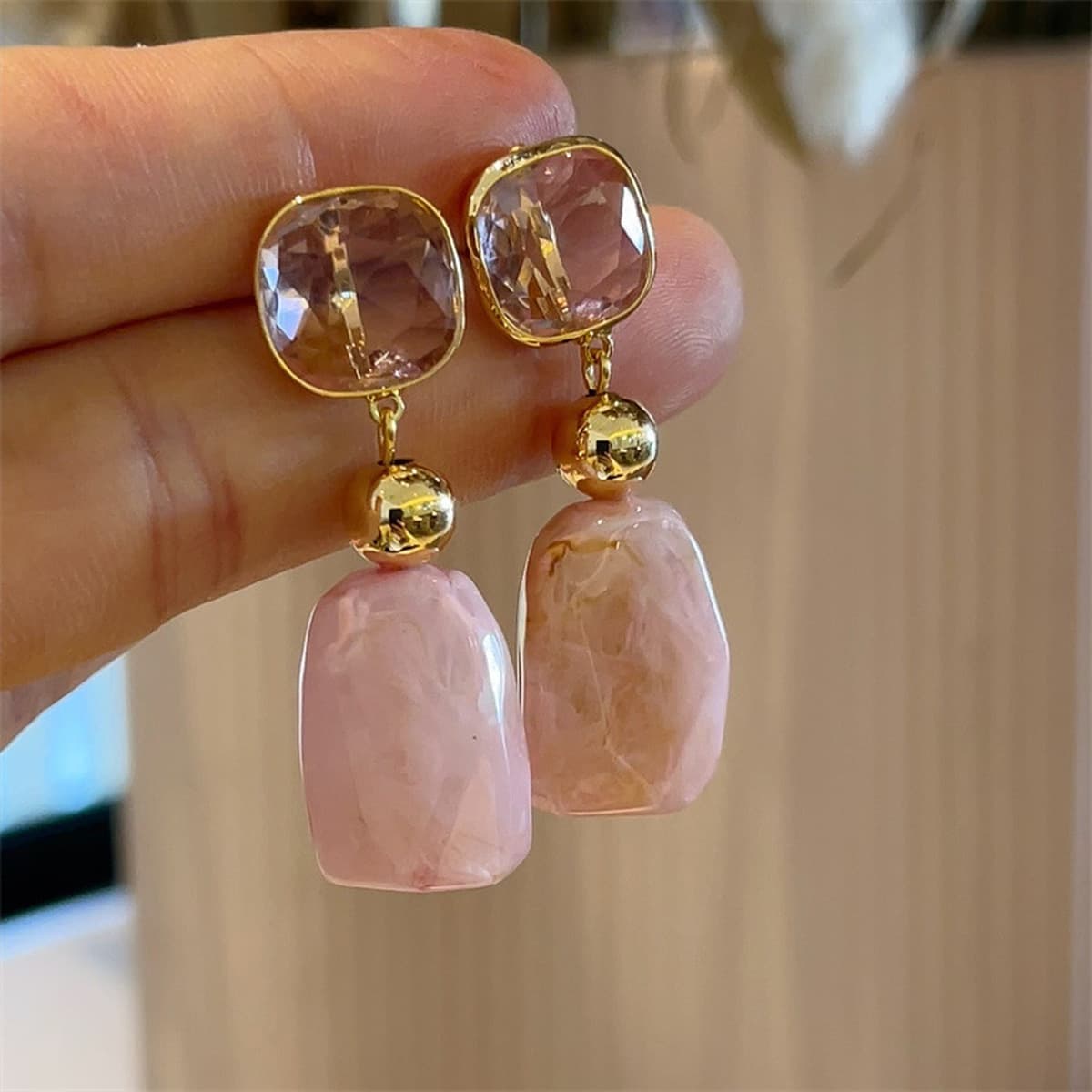 Новый 18-каратный металлический ветер порошок нефритовые серьги 925 серебряные иглы ретро сладкий минималистский мода летние...