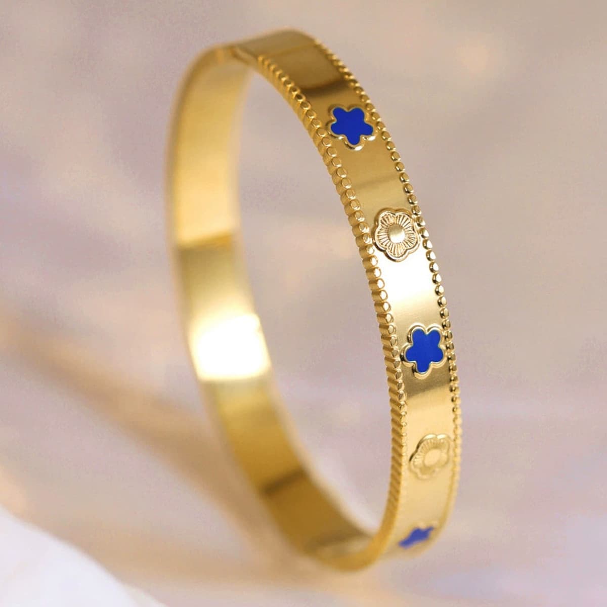 Женский браслет с четырехлистным клевером, покрытый гальваническим покрытием, не выцветает, экологичный, европейский и...