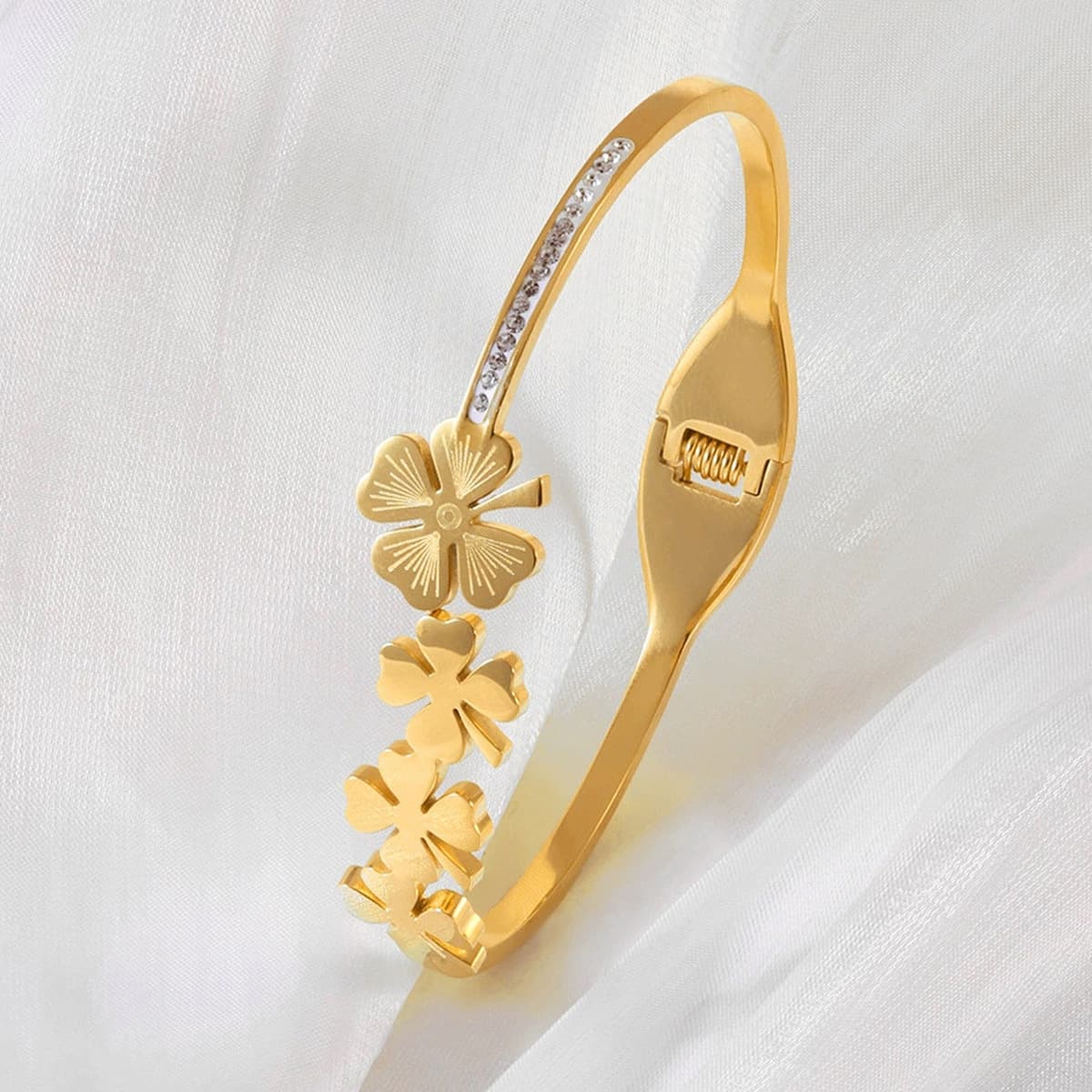 Женский браслет с четырехлистным клевером, покрытый гальваническим покрытием, не выцветает, экологичный, европейский и...