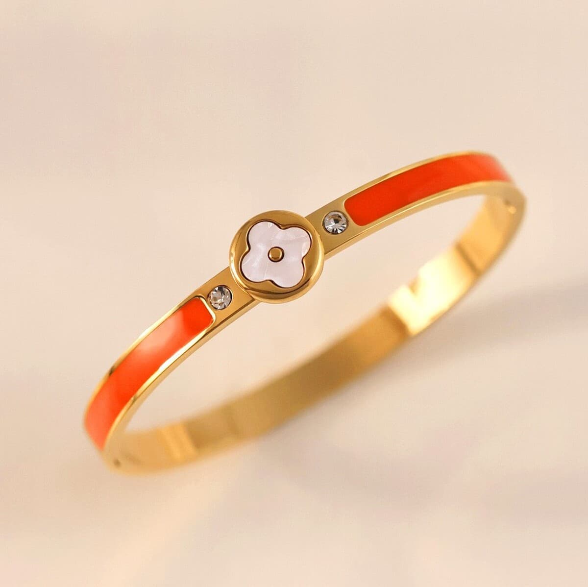 Женский браслет с четырехлистным клевером, покрытый гальваническим покрытием, не выцветает, экологичный, европейский и...