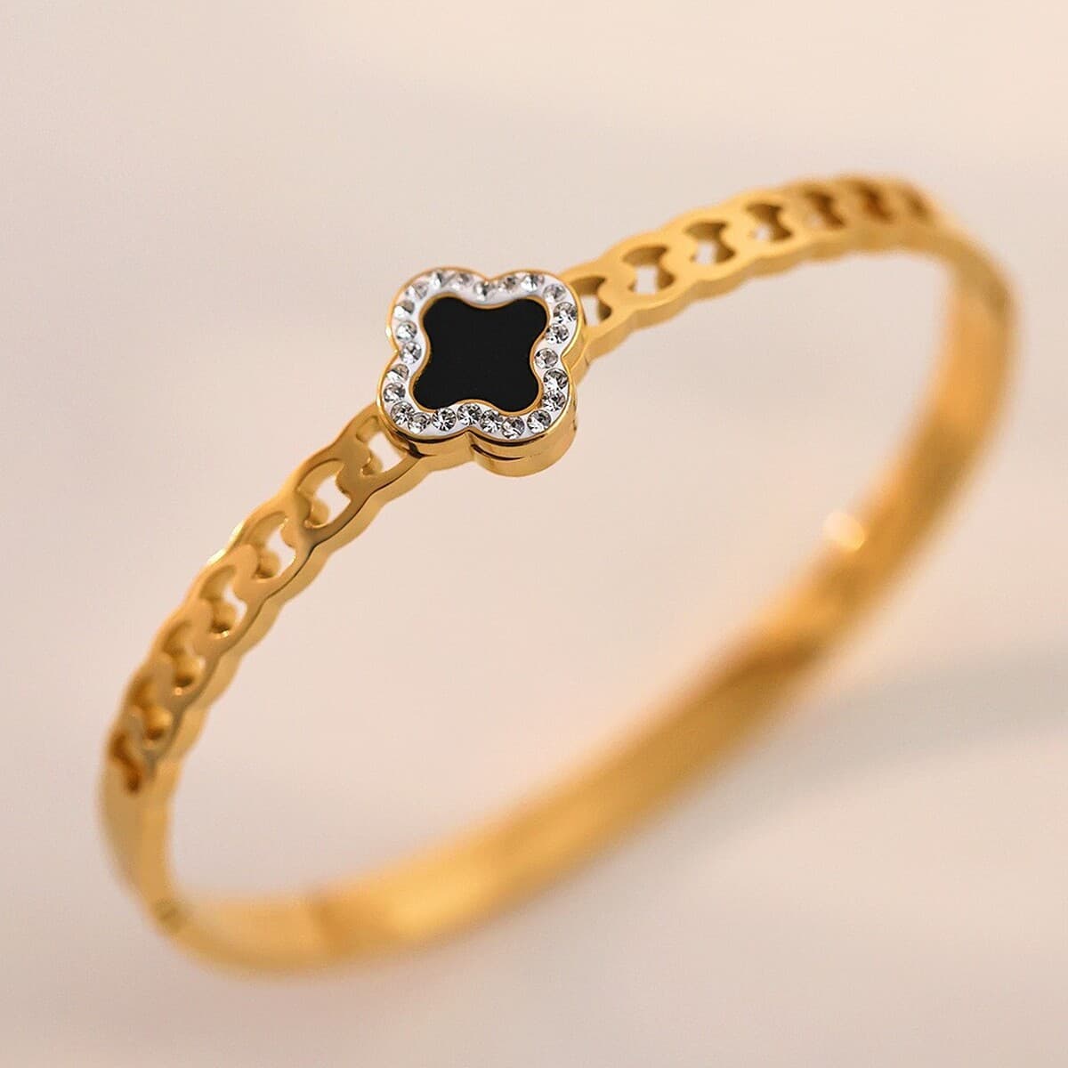 Женский браслет с четырехлистным клевером, покрытый гальваническим покрытием, не выцветает, экологичный, европейский и...