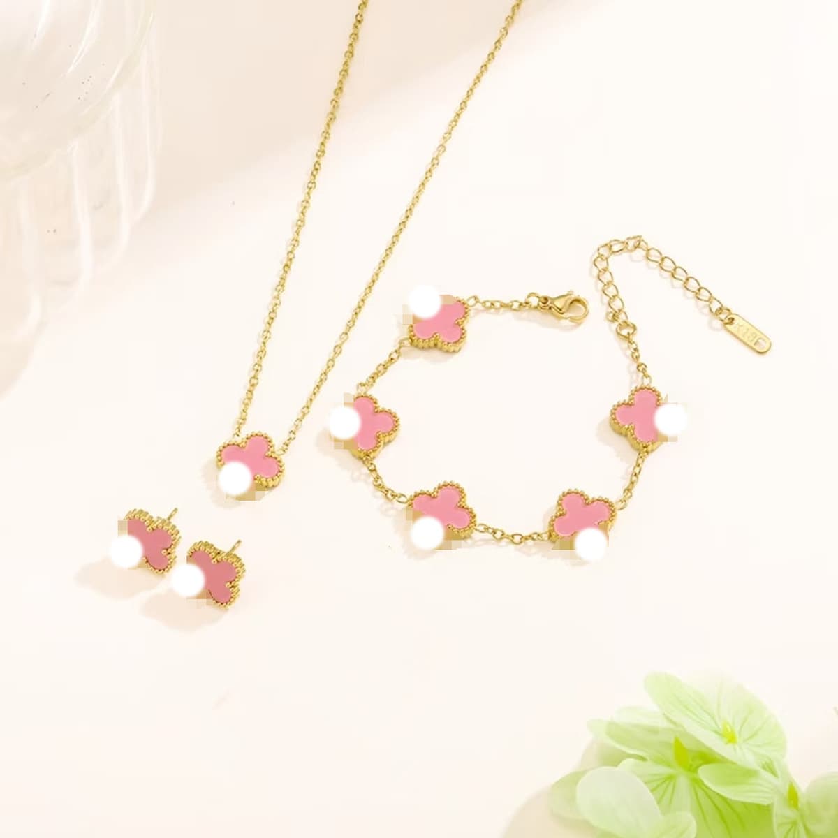 Популярный набор из трех предметов: колье, браслет и серьги с четырехлистным клевером 13 мм, универсальный клевер с...