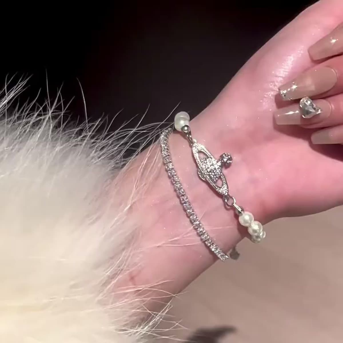 Невыцветающее ожерелье из титановой стали с жемчугом Сатурн, браслет, цепочка на ключицу Western Queen, простой сверкающий...