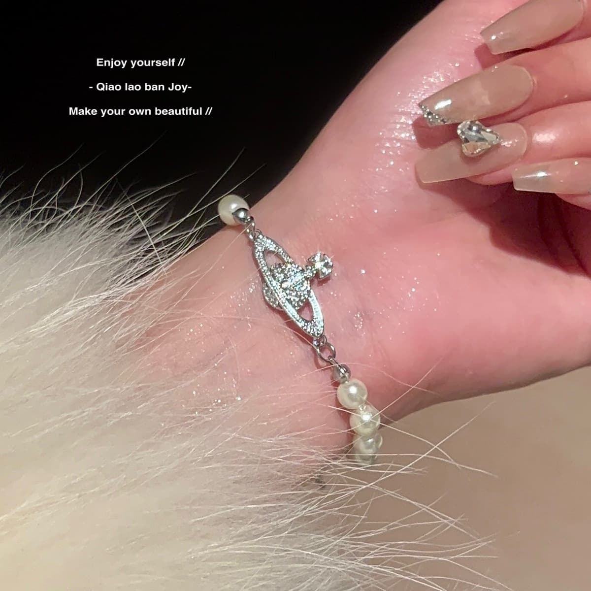 Невыцветающее ожерелье из титановой стали с жемчугом Сатурн, браслет, цепочка на ключицу Western Queen, простой сверкающий...