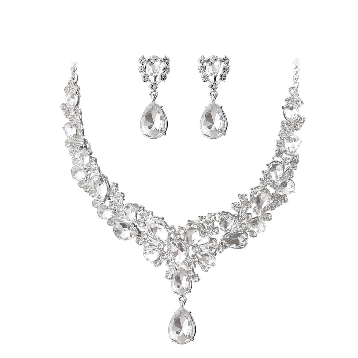 Ювелирный набор: популярное экстравагантное свадебное колье, браслет и серьги, трехкомпонентный комплект из...