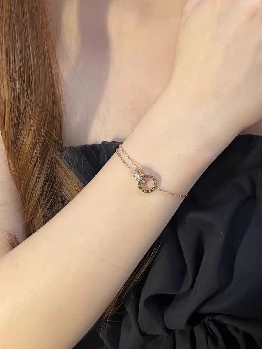 Полностью титановое стальное ожерелье с двойным кольцом в римском стиле, покрытое 18-каратным золотом, легкий роскошный...