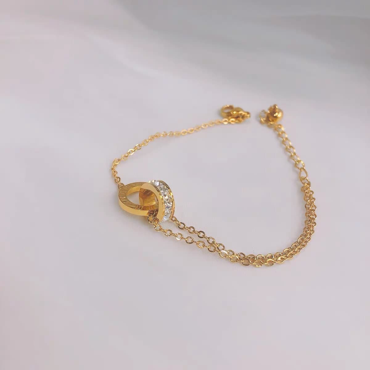 Полностью титановое стальное ожерелье с двойным кольцом в римском стиле, покрытое 18-каратным золотом, легкий роскошный...