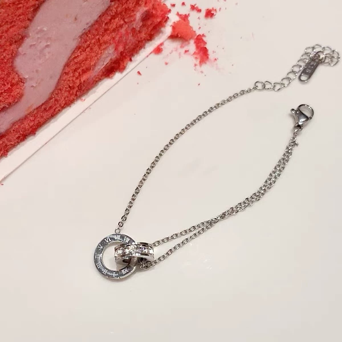 Полностью титановое стальное ожерелье с двойным кольцом в римском стиле, покрытое 18-каратным золотом, легкий роскошный...