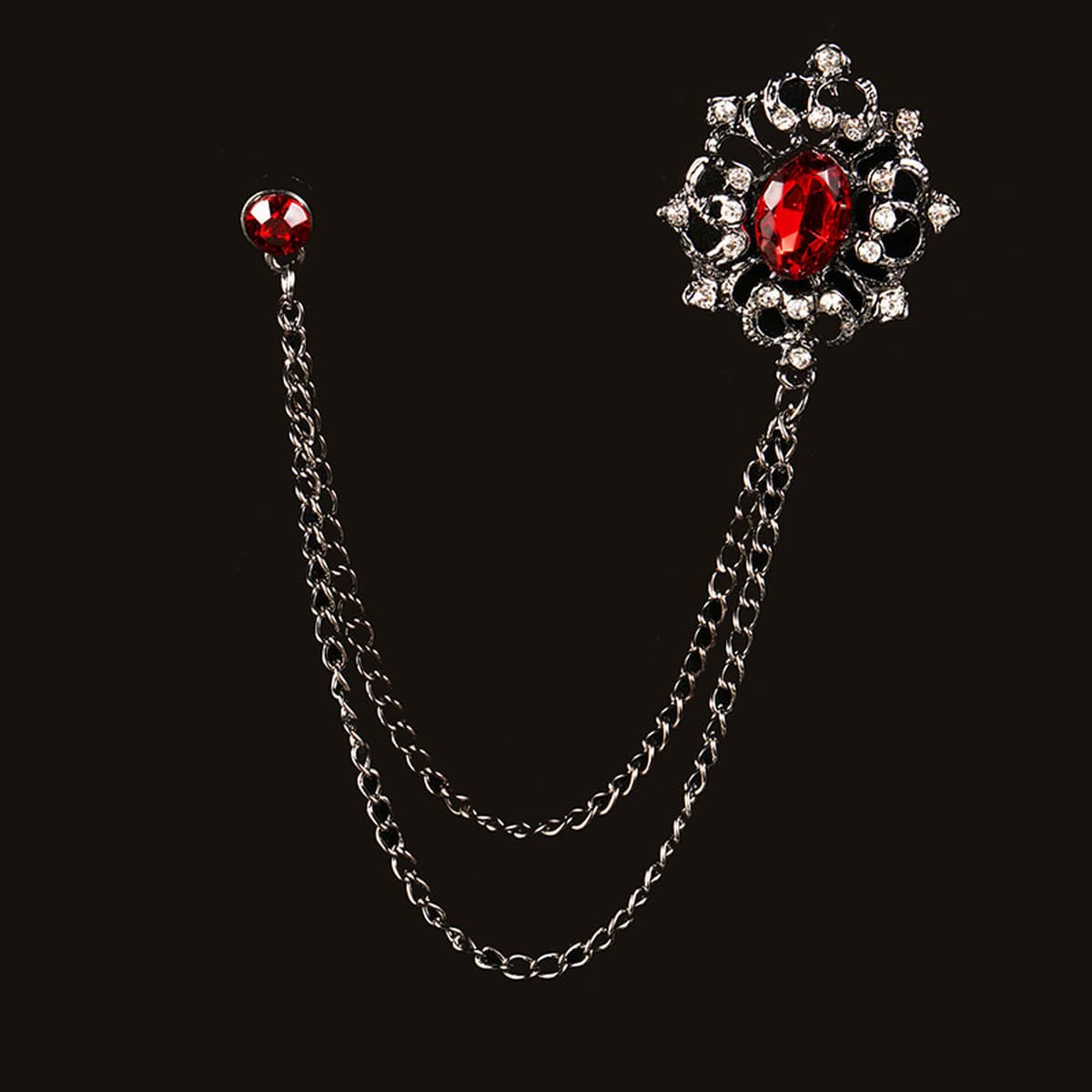 Зимний новый модный рубиновый свитер цепочка броши темперамент элегантный коктейльный костюм дикий корсаж