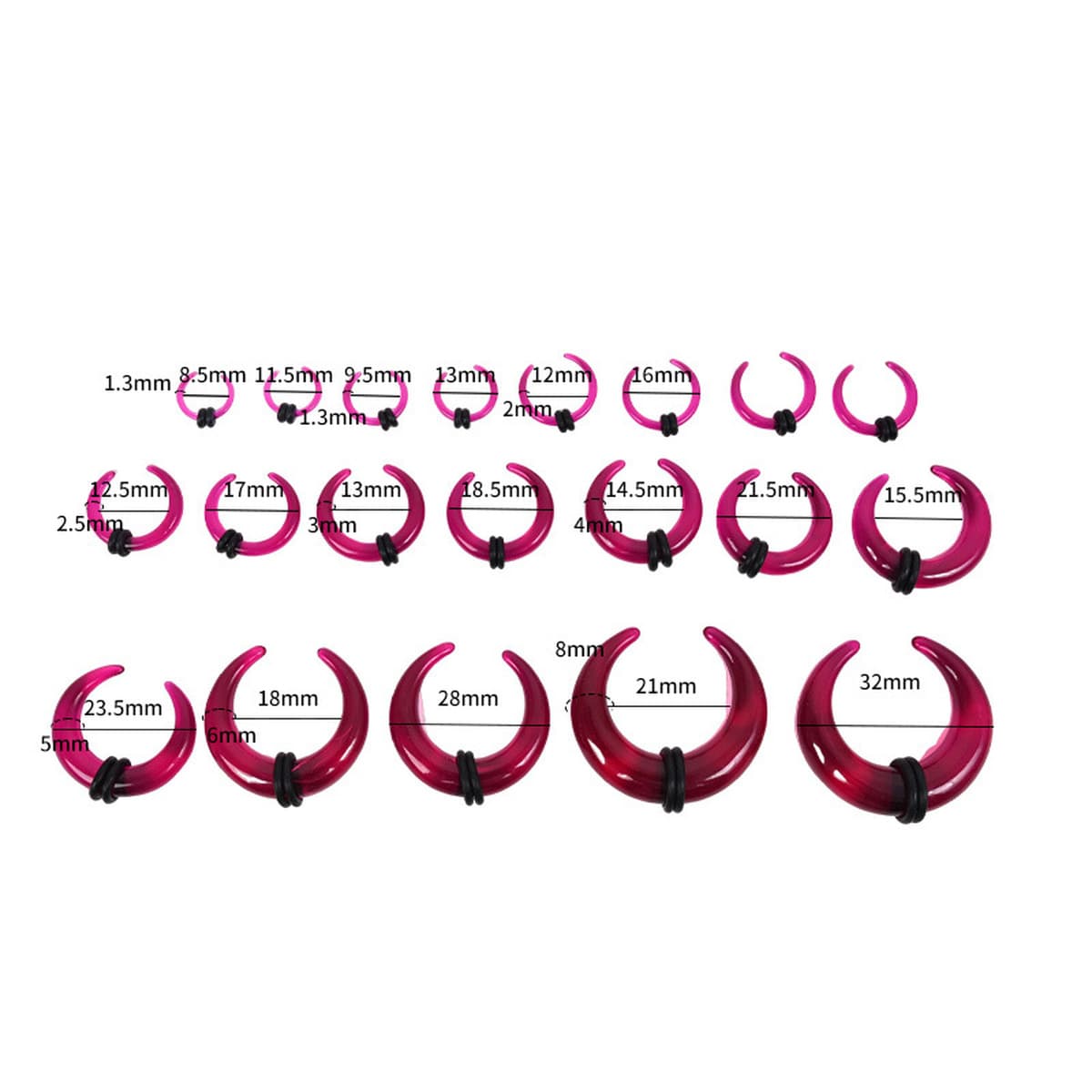 Акриловые серьги-шипы для пирсинга ушей, серия Cross-border Horn Auricle, различные цвета и размеры, U-образные, конусные,...