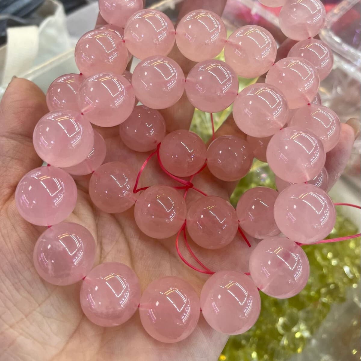 Натуральный браслет с розовым кристаллом лошади для женщин, Мадагаскар, розовый кристалл, камень гибискуса, браслет ручной...