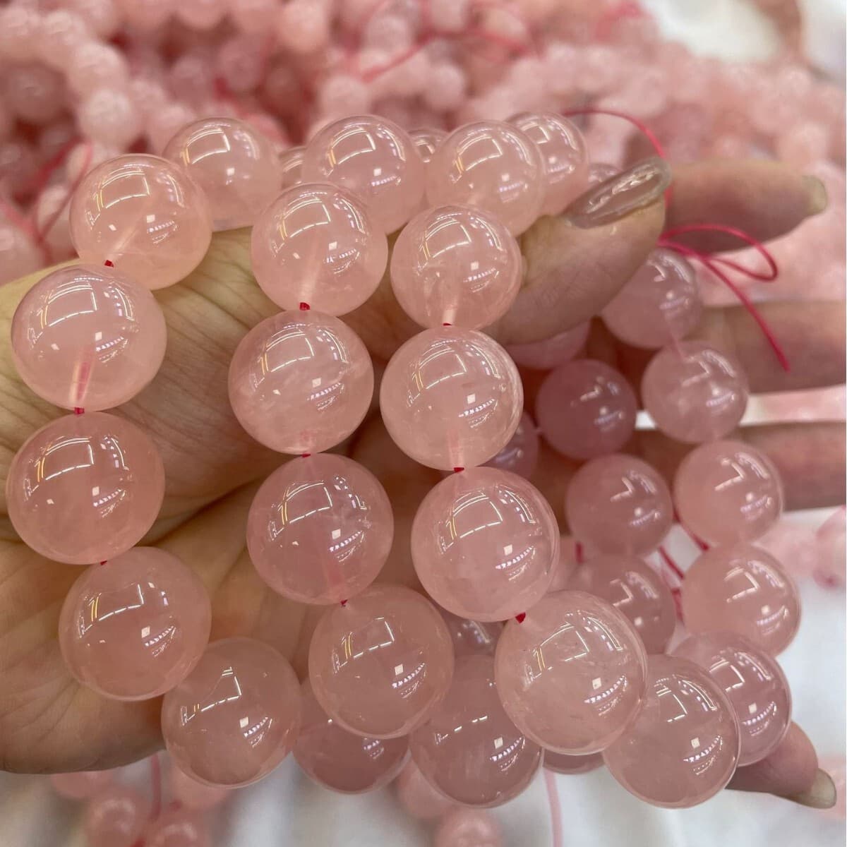 Натуральный браслет с розовым кристаллом лошади для женщин, Мадагаскар, розовый кристалл, камень гибискуса, браслет ручной...