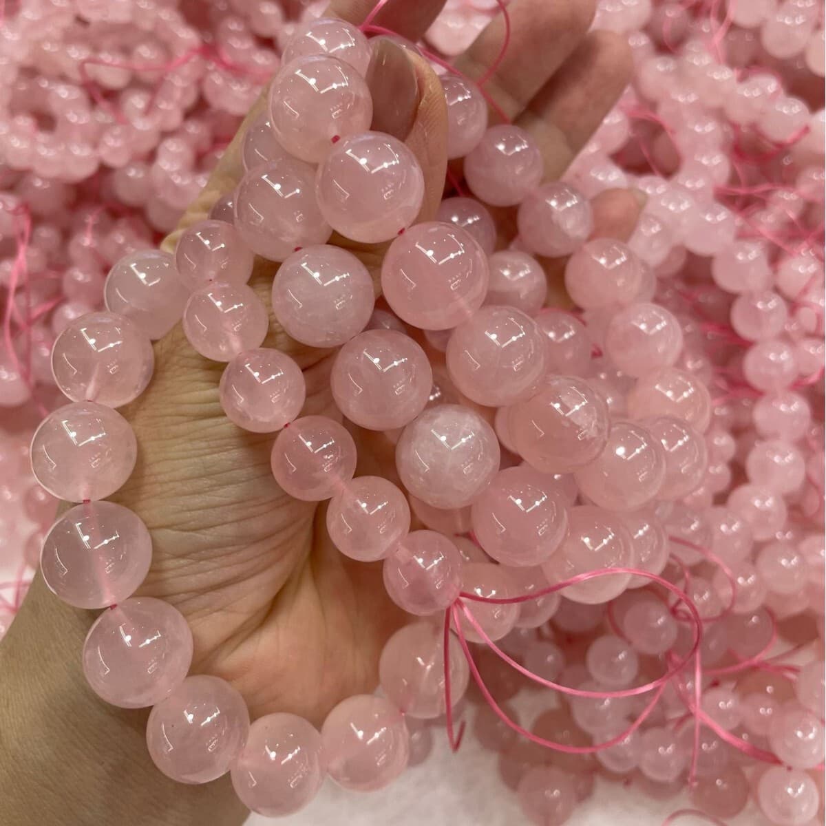 Натуральный браслет с розовым кристаллом лошади для женщин, Мадагаскар, розовый кристалл, камень гибискуса, браслет ручной...