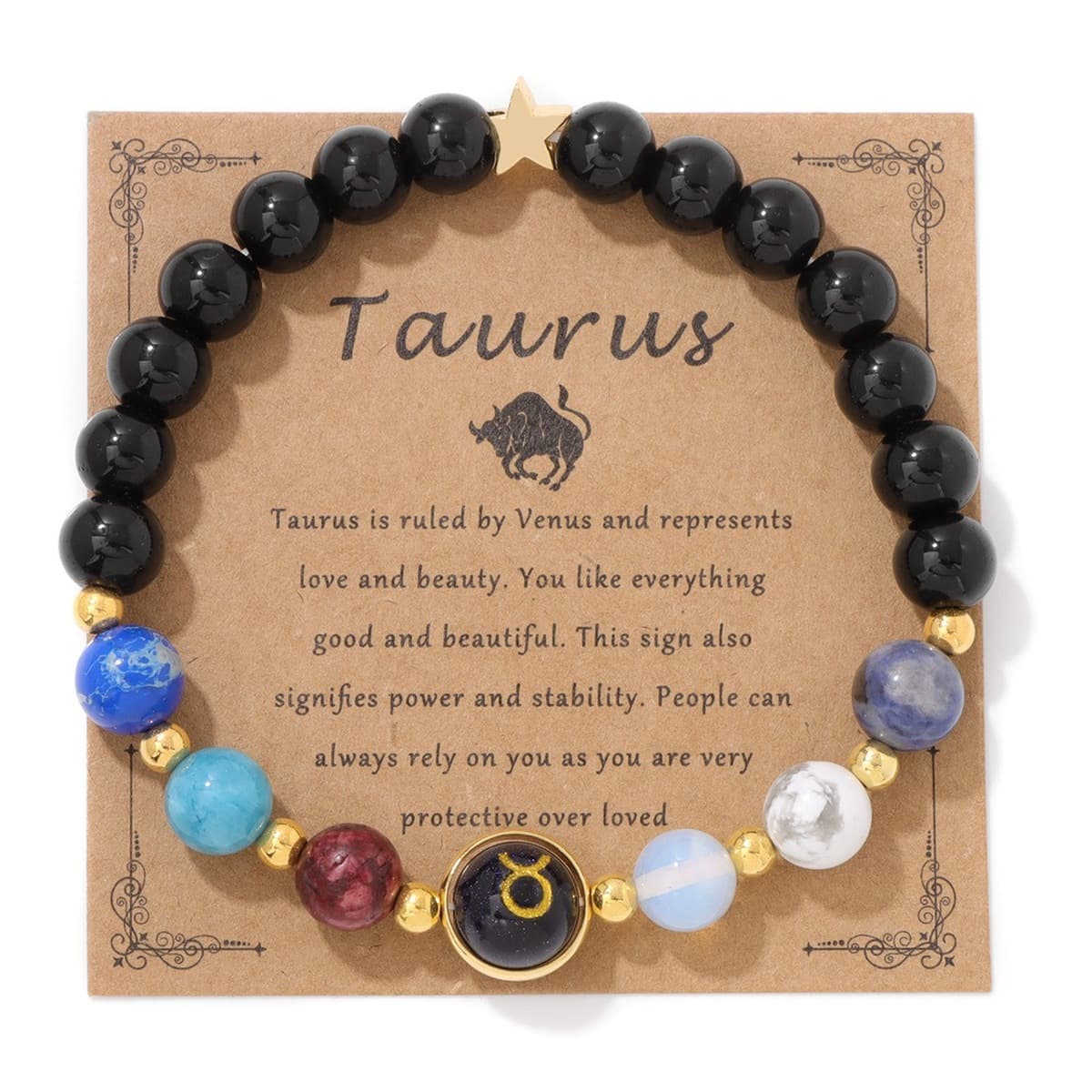 Амазонка Двенадцать созвездий Браслет Голубой песок Созвездие 18k Золотая Звезда Картина День рождения Памятный подарок...