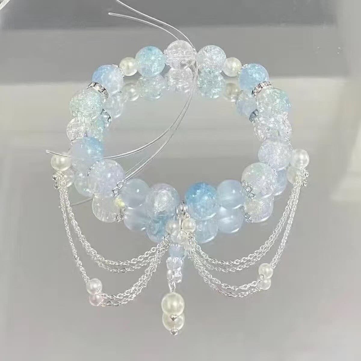 Популярный стильный летний браслет с бабочками и бусинами, модный сладкий браслет с стеклянным бантом для студентов и подруг