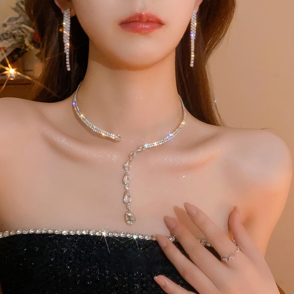 Циркон Капля воды колье ожерелье легкая Роскошная ниша высокое чувство воротник осень и зима платье Универсальный...