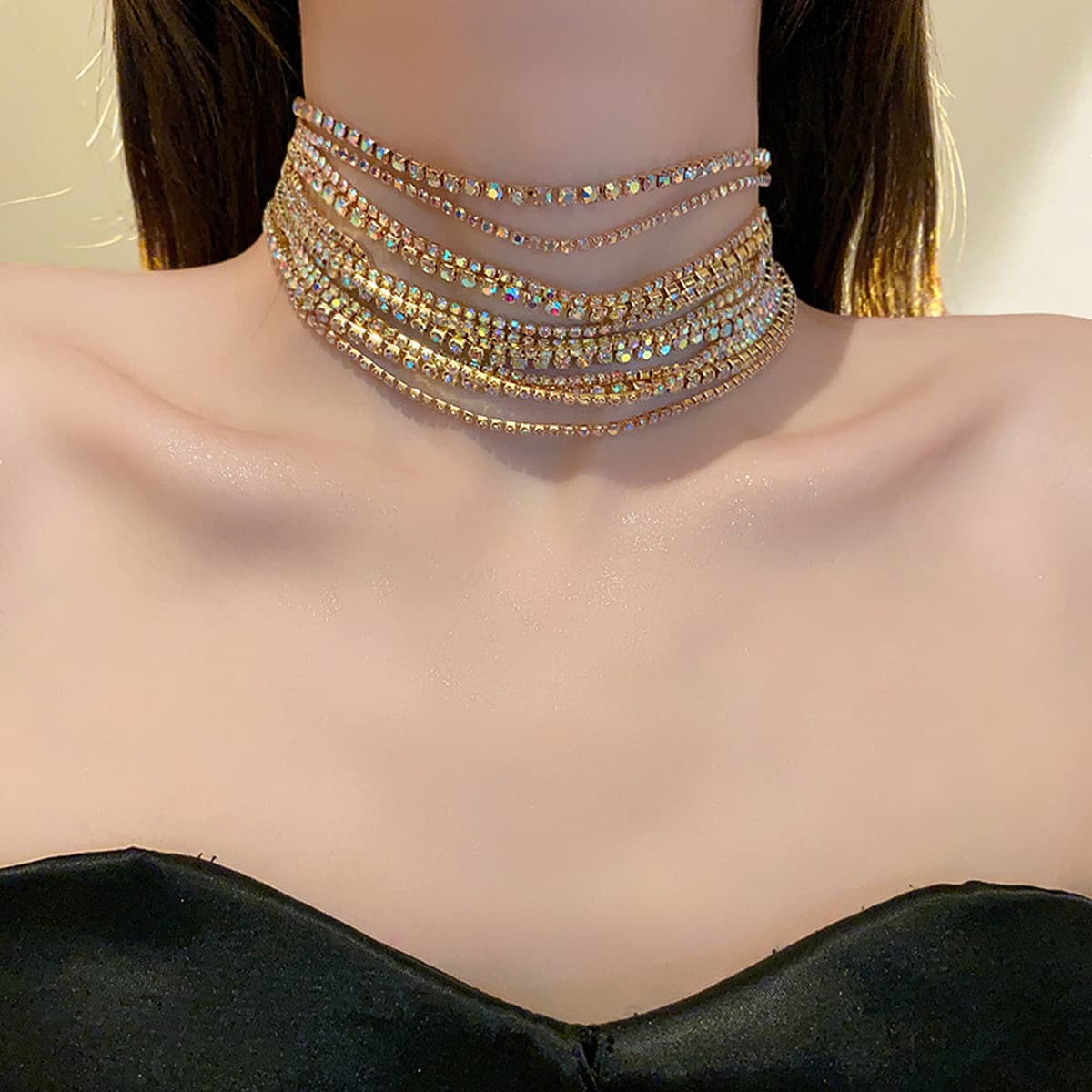 Циркон Капля воды колье ожерелье легкая Роскошная ниша высокое чувство воротник осень и зима платье Универсальный...