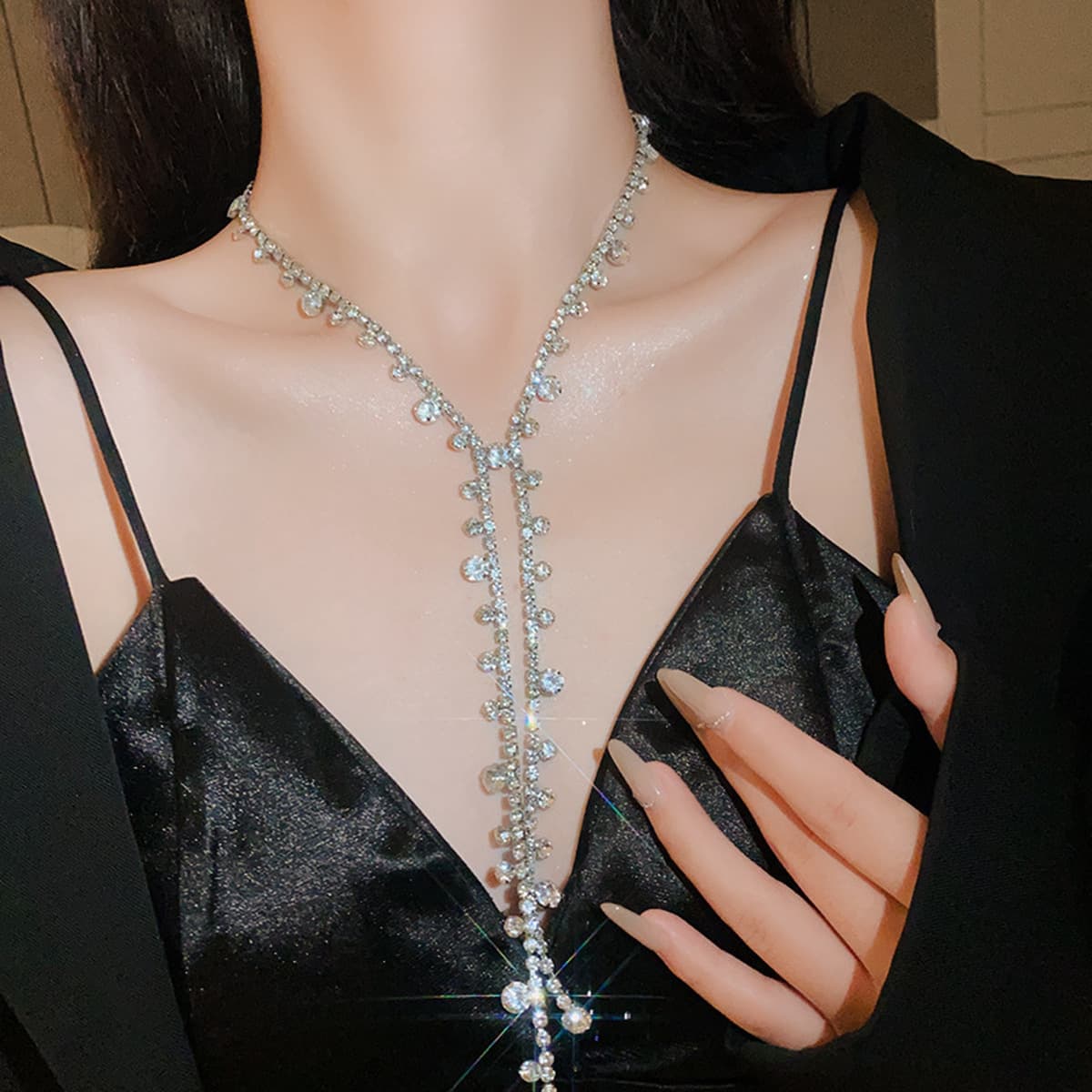 Циркон Капля воды колье ожерелье легкая Роскошная ниша высокое чувство воротник осень и зима платье Универсальный...