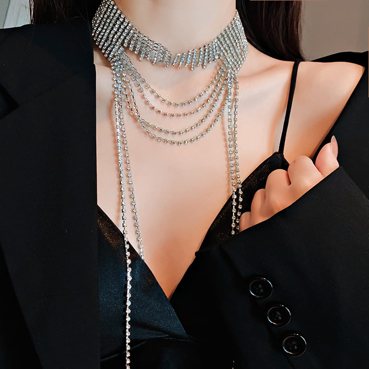 Циркон Капля воды колье ожерелье легкая Роскошная ниша высокое чувство воротник осень и зима платье Универсальный...