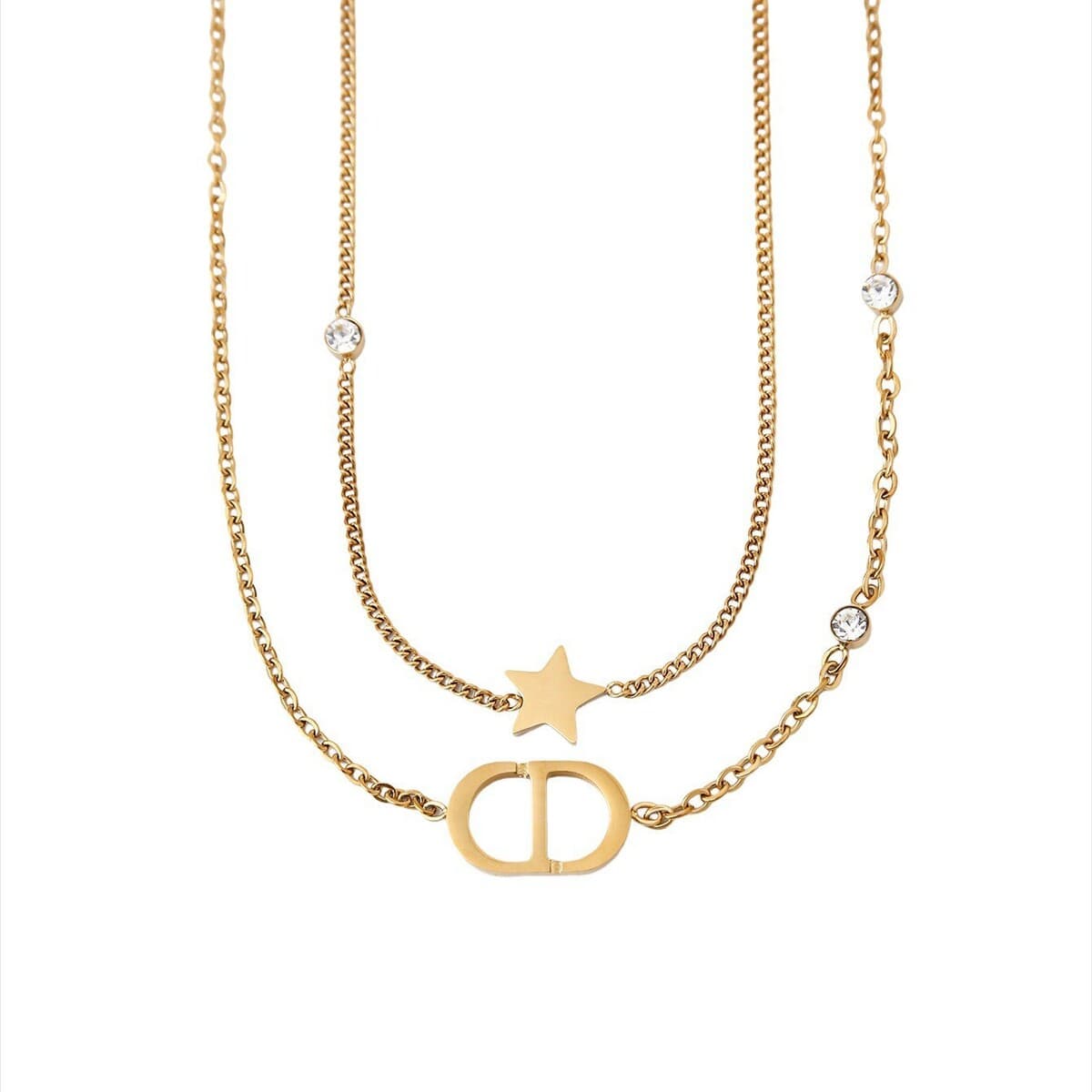 【Цельный титан】Бестселлер Amazon для международных продаж, модное европейско-американское двухслойное колье с буквами,...