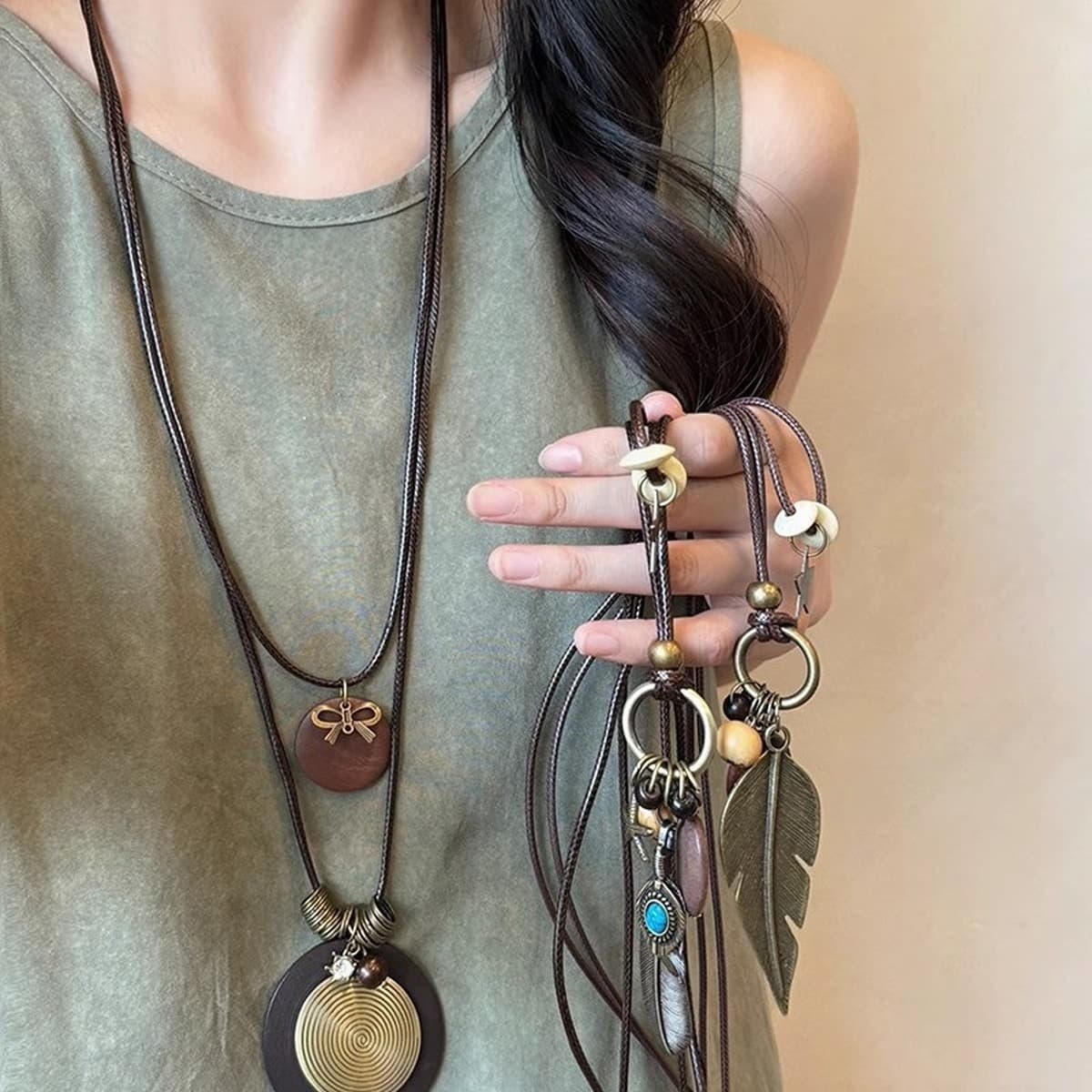 Богемное ретро керамическое ожерелье для женщин, новый китайский стиль, экзотический этнический стиль, высококачественная...