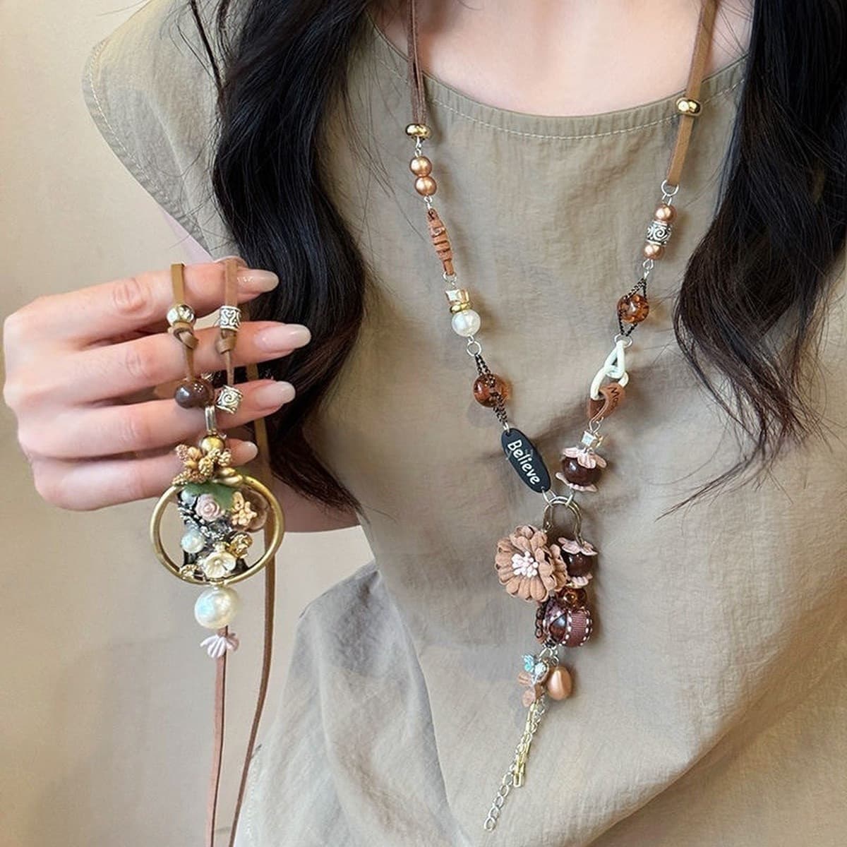 Богемное ретро керамическое ожерелье для женщин, новый китайский стиль, экзотический этнический стиль, высококачественная...