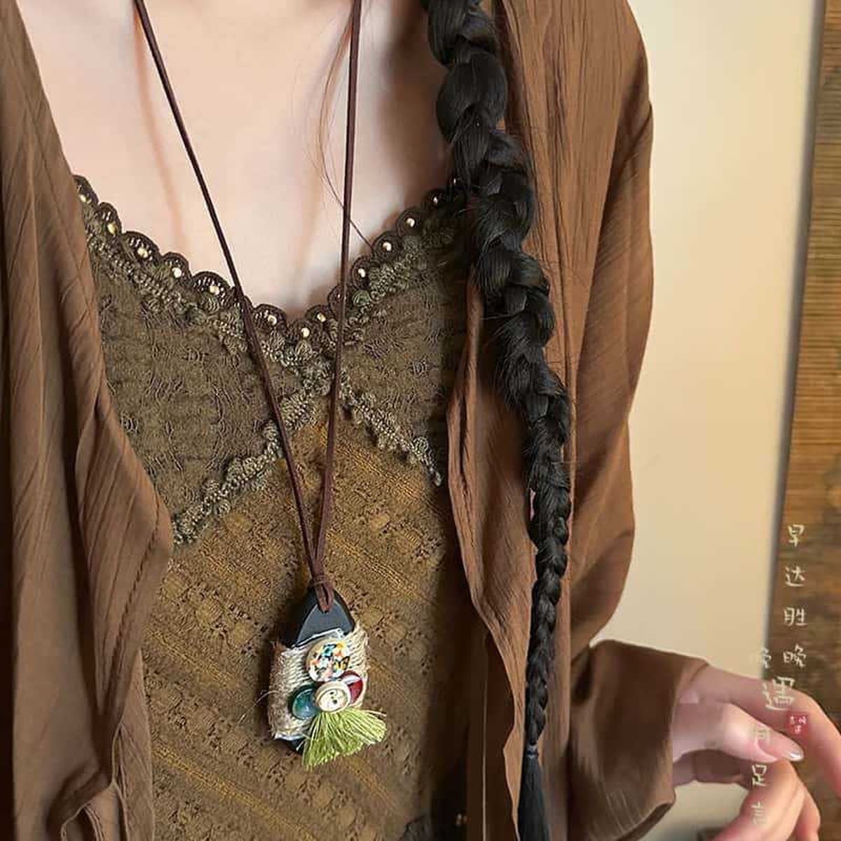 Богемное ретро керамическое ожерелье для женщин, новый китайский стиль, экзотический этнический стиль, высококачественная...