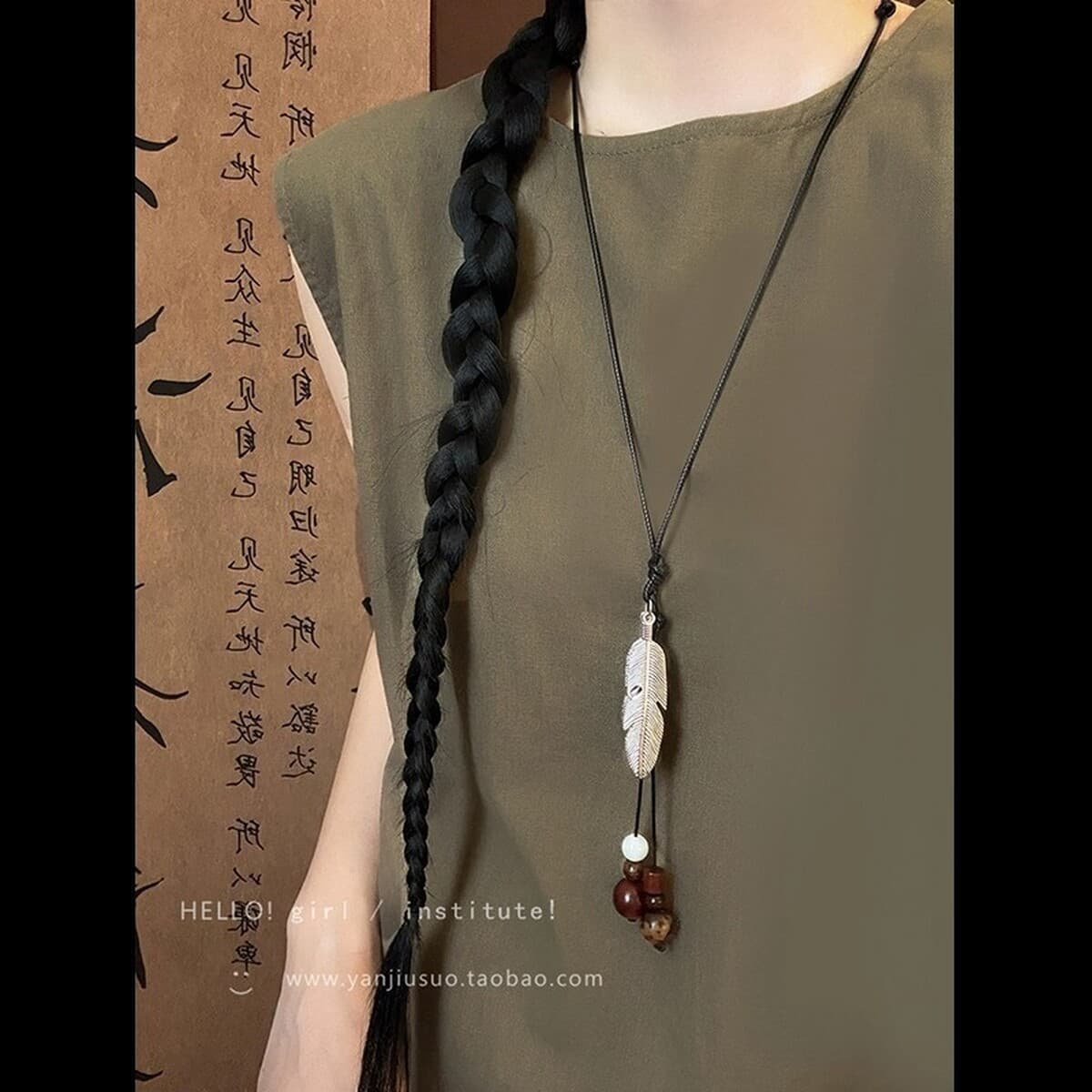 Ретро богемное керамическое ожерелье, длинная цепочка для свитера в средневековом экзотическом этническом стиле,...