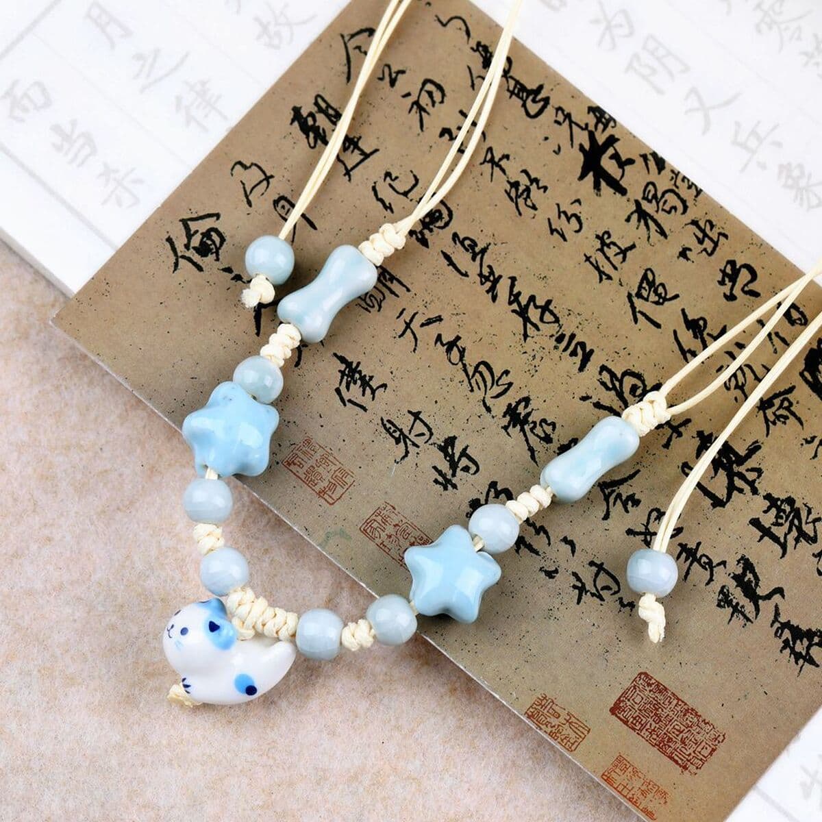 Цзиндэчжэнь Юань Сяохун керамическое ожерелье кошачий серии нишевые китайские милые дикие украшения