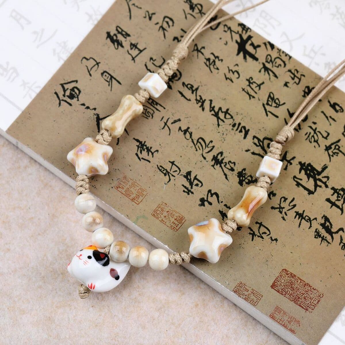 Цзиндэчжэнь Юань Сяохун керамическое ожерелье кошачий серии нишевые китайские милые дикие украшения