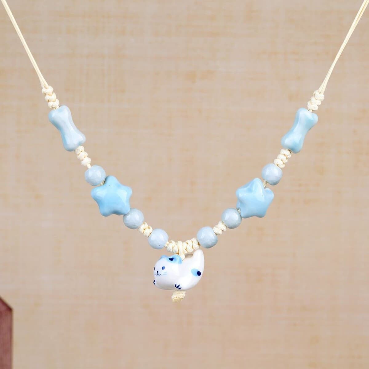Цзиндэчжэнь Юань Сяохун керамическое ожерелье кошачий серии нишевые китайские милые дикие украшения