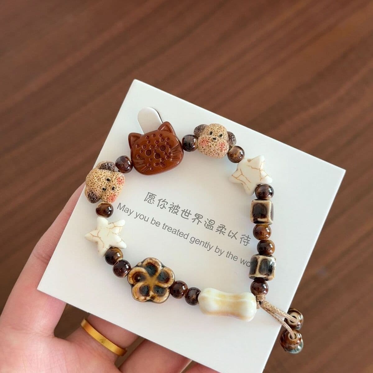 Симпатичный керамический браслет с высоким значением котенка и щенок хороший друг новая пара подружек плетеная ручная...