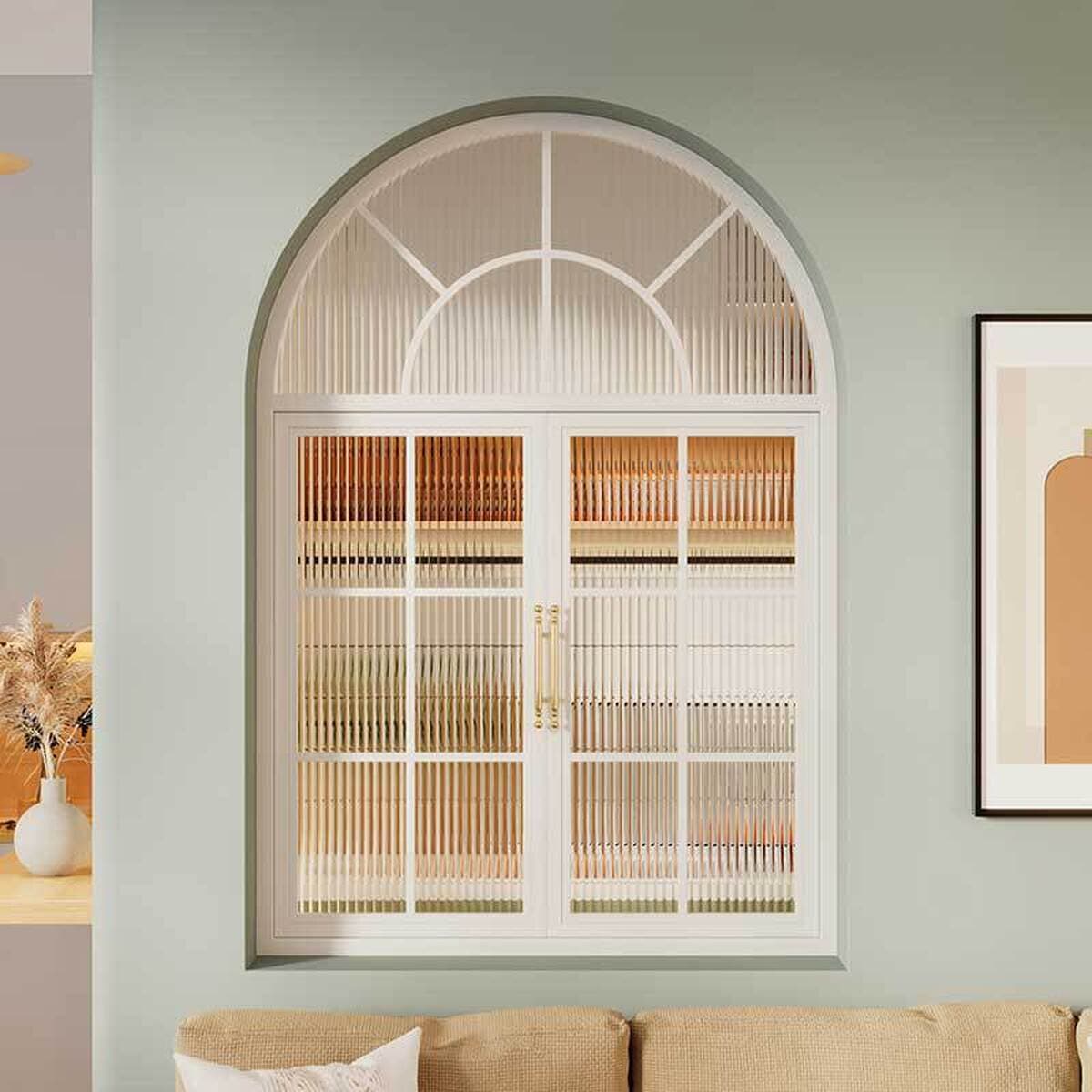 Ретро-стеклянное окно во французском стиле с художественным железным освещением, распашное окно для столовой, кафе, арочное...