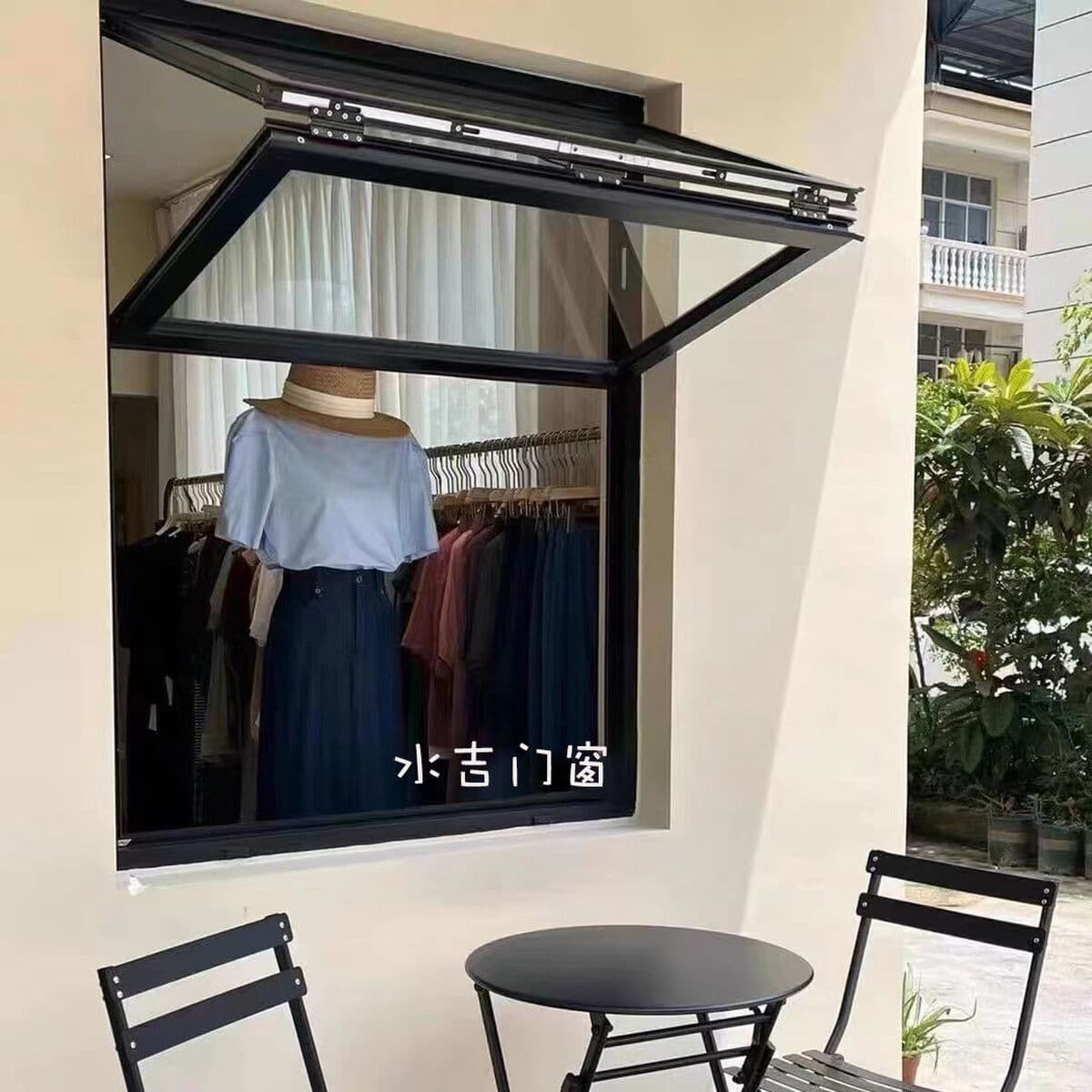 Верхние и нижние складные окна Алюминиевые окна с полным открытым окном кофе чай с молоком