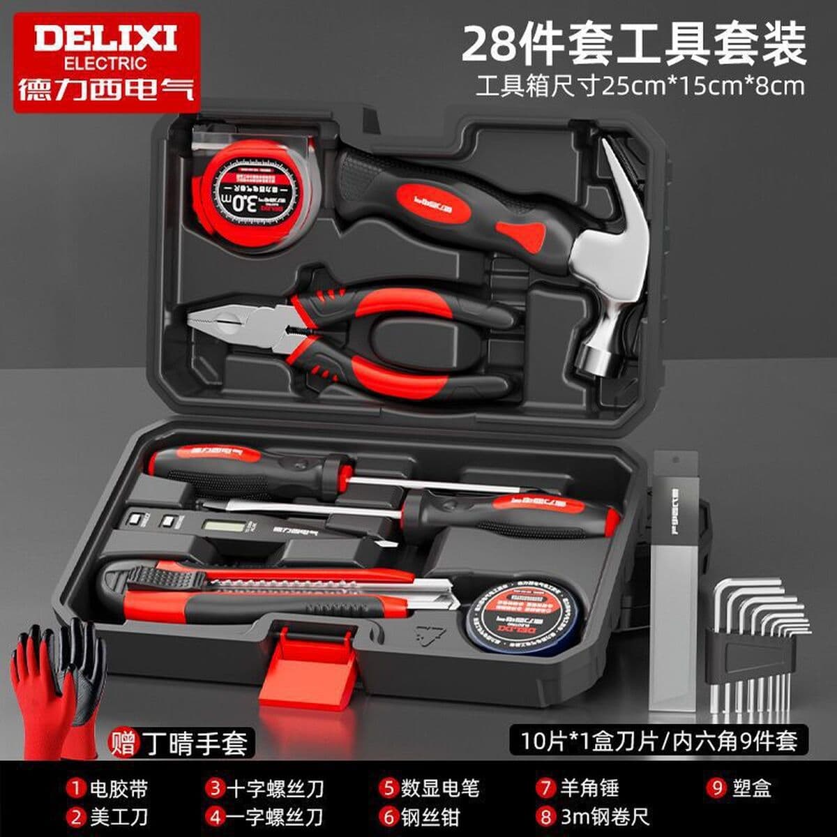 Delixi Electric бытовой многофункциональный ручной набор инструментов для оборудования, семейный комбинированный набор,...