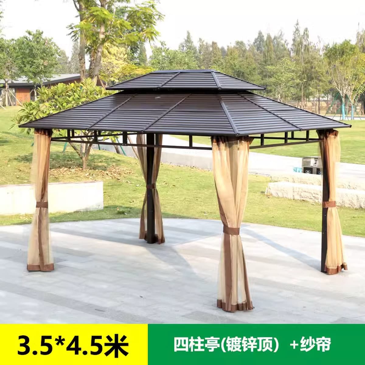 Открытый беседка оцинкованная крыша павильона с четырьмя колоннами павильона дворик сад на крыше отдыха навес большой...