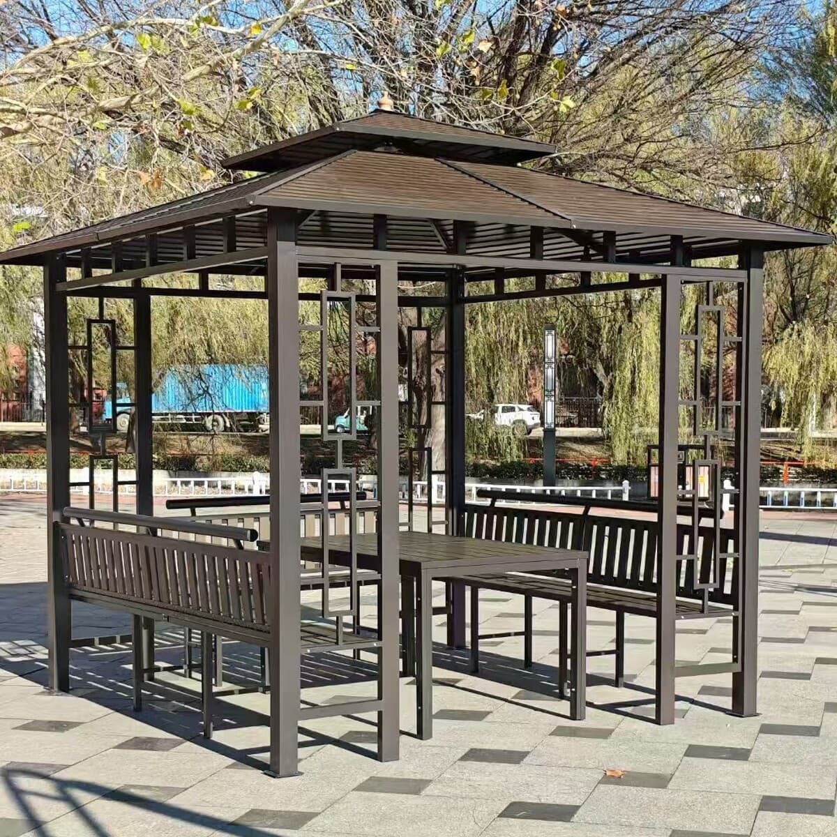 Открытый двор беседка Вилла сад ферма затенение палатка на крыше беседка из железа открытый досуг павильон