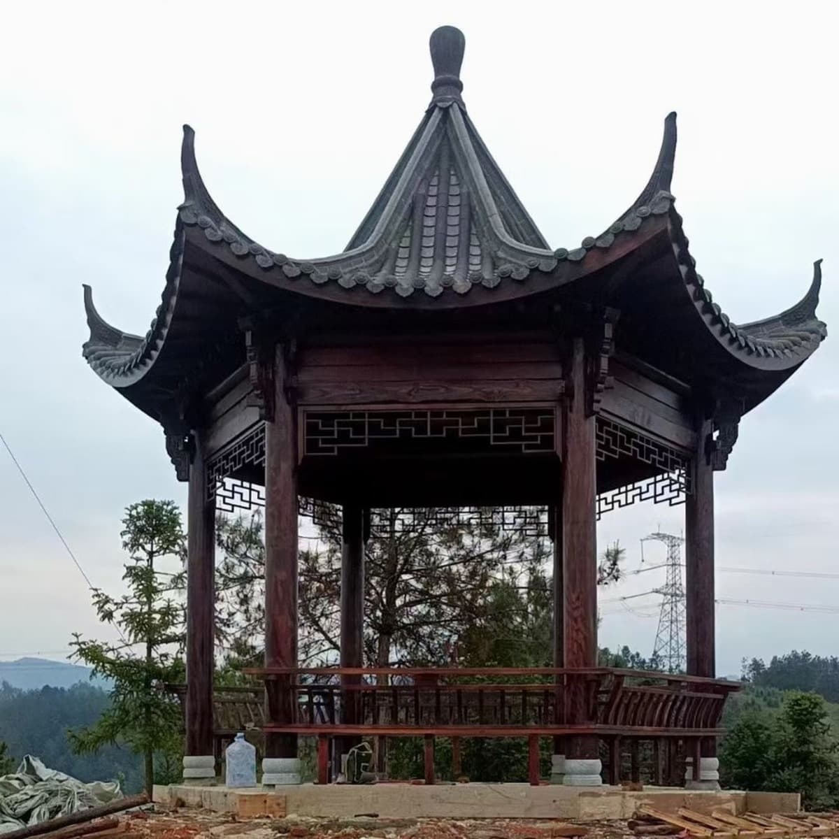 Садовая беседка из массива дерева в антикоррозийной обработке, четырехугольная, шестиугольная, восьмиугольная, в древнем...