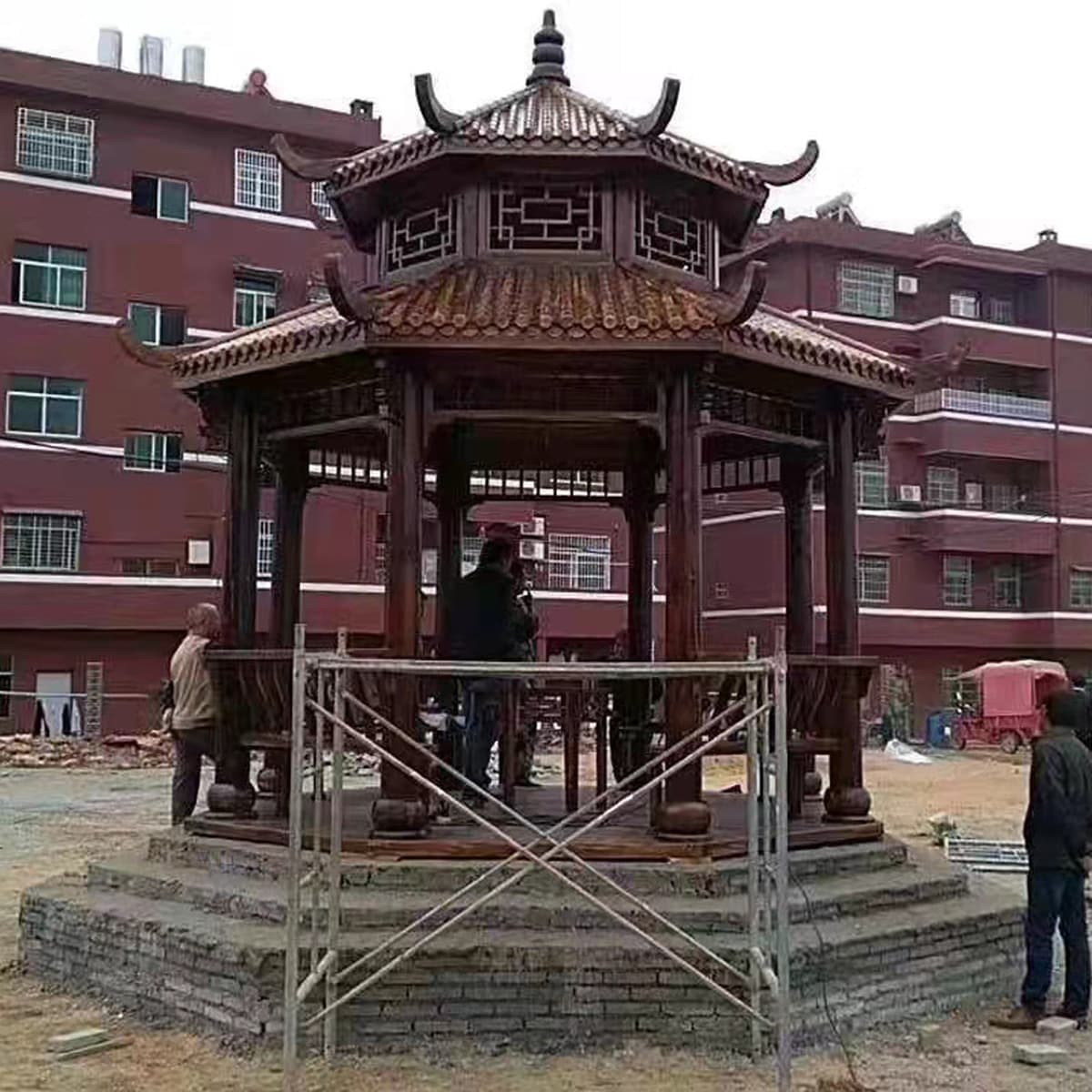 Садовая беседка из массива дерева в антикоррозийной обработке, четырехугольная, шестиугольная, восьмиугольная, в древнем...