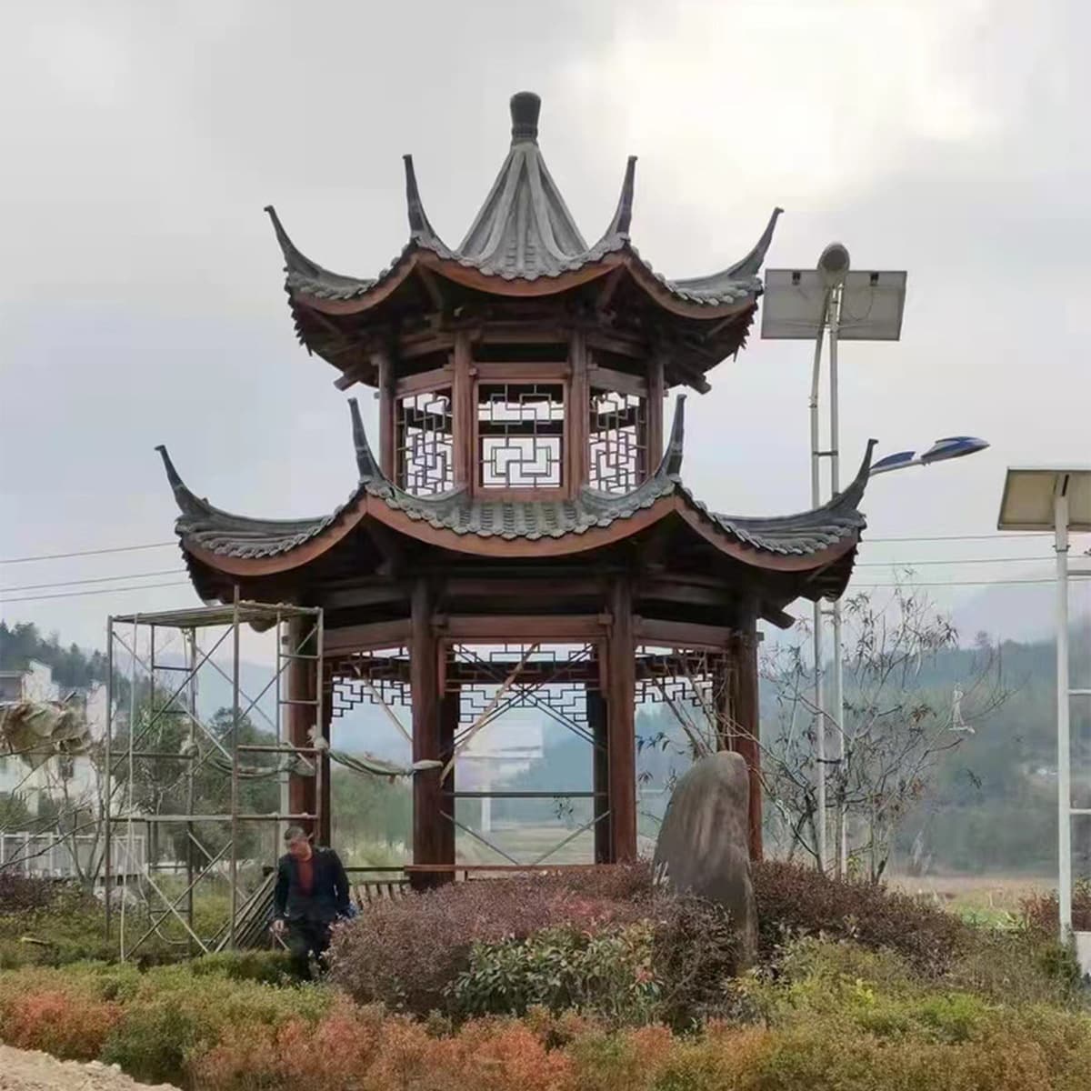 Садовая беседка из массива дерева в антикоррозийной обработке, четырехугольная, шестиугольная, восьмиугольная, в древнем...