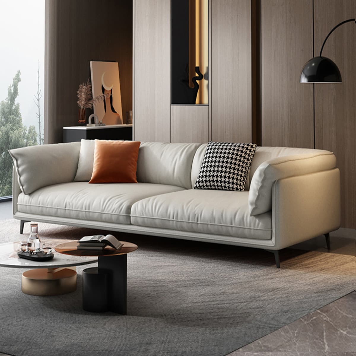 Диван в итальянском стиле из износостойкой ткани, устойчивой к царапинам кошками, для гостиной, подходит для больших и...