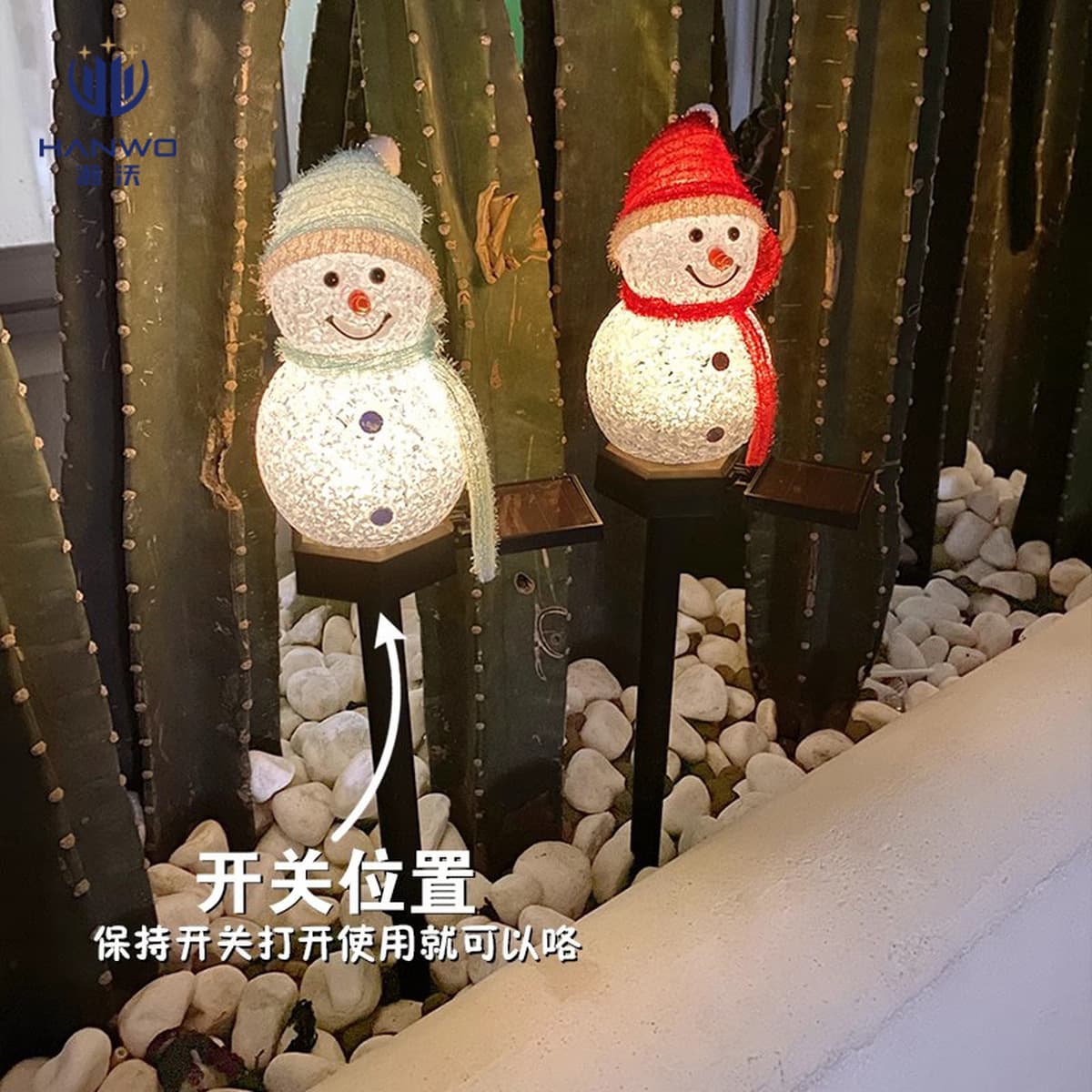 Солнечная лампа-снеговик для улицы, дома, двора, украшение для газона, сада, водонепроницаемый ночник, рождественская...