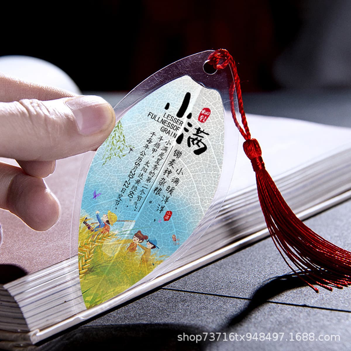 Закладки в китайском стиле с изображением листьев по二十四ому солнечному календарю, настоящие листья, для творчества, подарки...